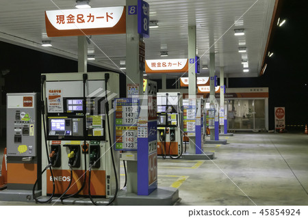 Self gas station at night 45854924