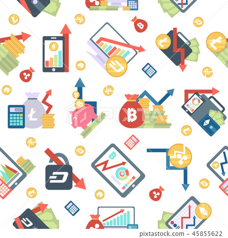Pattern with ico blockchain icons - Stock Illustration [45855622] - PIXTA