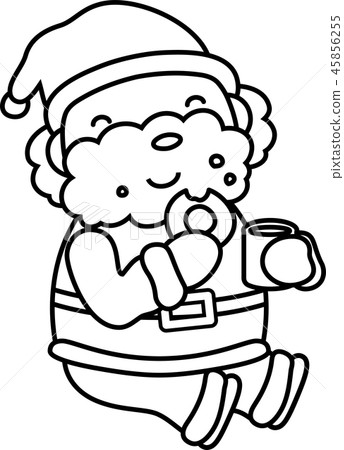 聖誕老人逗人喜愛的聖誕節12月黑白 插圖素材 45856255 Pixta圖庫