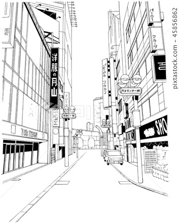 Manga樣式筆圖像例證街市 Manga樣式筆圖像例證街市 45856862