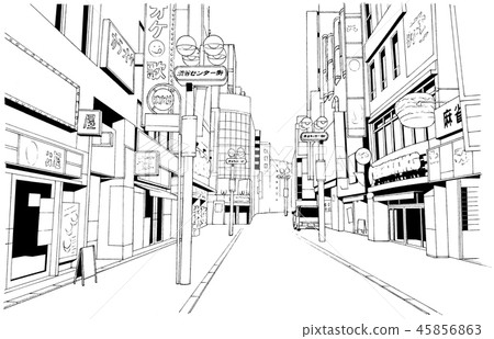 Manga樣式筆圖像例證街市 Manga樣式筆圖像例證街市 45856863