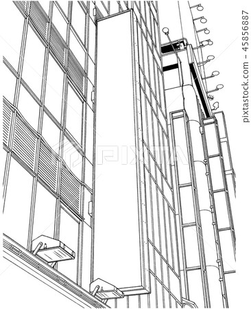 Manga style pen image illustration Downtown 45856887