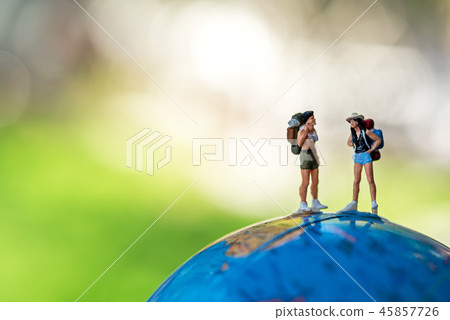 Miniature traveler and hiker backpack standing 45857726