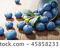 Blueberries  on rustic  wooden background 45858233