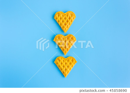 Heart Shape Waffle in Vertical on Blue Pastel BG 45858690