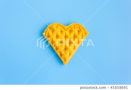 Heart Shape Waffle on Blue Pastel BG Minimalist Heart Shape Waffle on Blue Pastel BG Minimalist 45858691