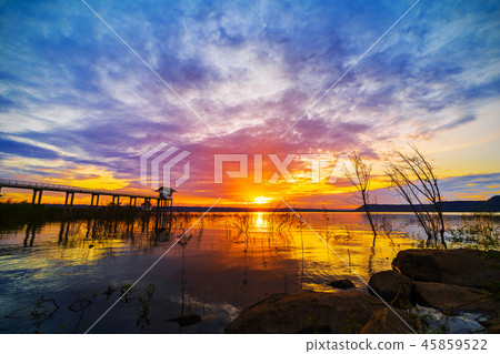sunset at Lum Chae dam, Nakhon Ratchasima, Thailand 45859522