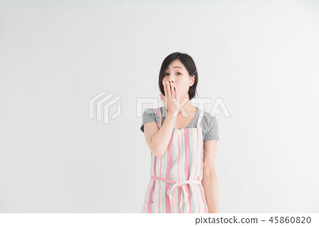 Woman in white apron · White back Woman in white apron · White back 45860820