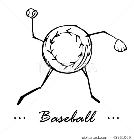 Baseball game cartoon character. Illustration of a baseball player. Baseball game cartoon character. Illustration of a baseball player. 45861009