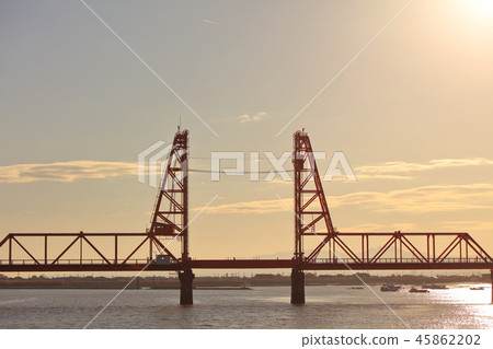 Chikugo River rising bridge Okawa City Fukuoka Prefecture _ Saga Prefecture Saga City Morotomi Town Chikugo River rising bridge Okawa City Fukuoka Prefecture _ Saga Prefecture Saga City Morotomi Town 45862202