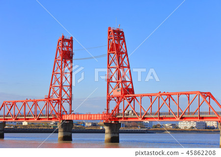 Chikugo River rising bridge Okawa City Fukuoka Prefecture _ Saga Prefecture Saga City Morotomi Town Chikugo River rising bridge Okawa City Fukuoka Prefecture _ Saga Prefecture Saga City Morotomi Town 45862208