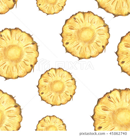 Seamless pattern with pineapple slices. 45862740