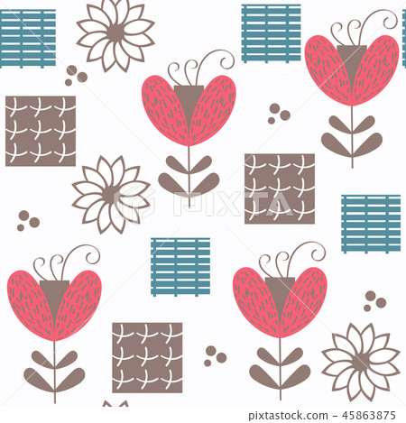 Abstract floral cute seamless pattern in vector. - Stock Illustration ...
