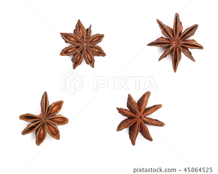 Star anise isolated on white background. Top view 45864525