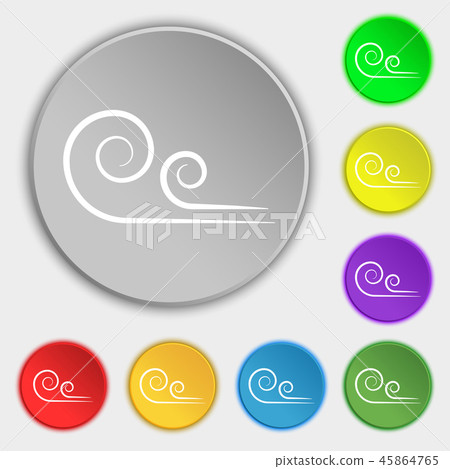 wind icon sign. Symbol on eight flat buttons. Vect 45864765