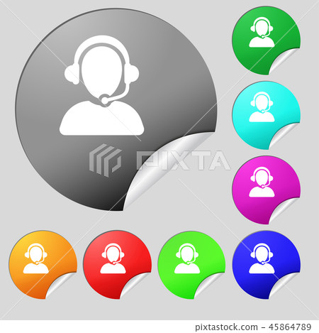 Customer support icon sign. Set of eight multi col Customer support icon sign. Set of eight multi col 45864789