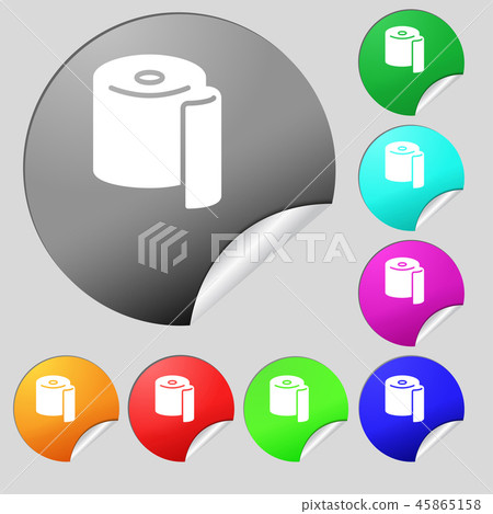 toilet paper icon sign. Set of eight multi colored 45865158