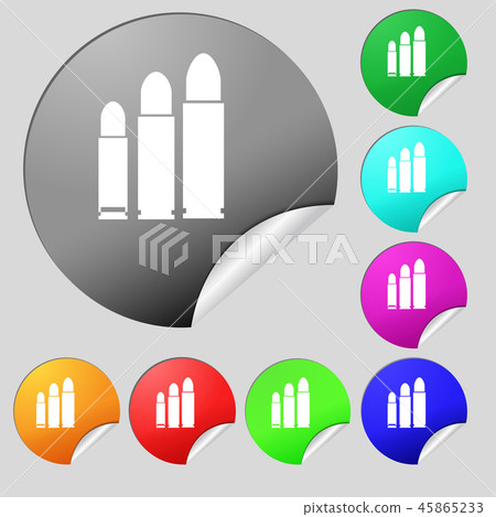 bullet Icon sign. Set of eight multi colored round 45865233