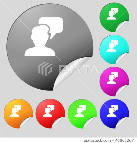 People talking icon sign. Set of eight multi color 45865267