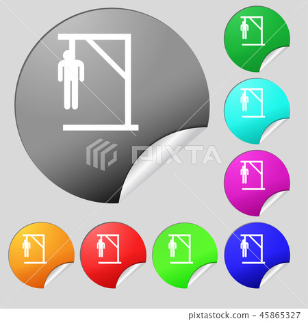 Suicide concept icon sign. Set of eight multi colo 45865327