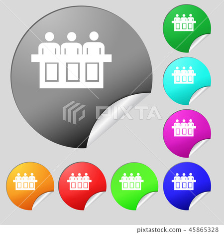 Conference icon sign. Set of eight multi colored r 45865328