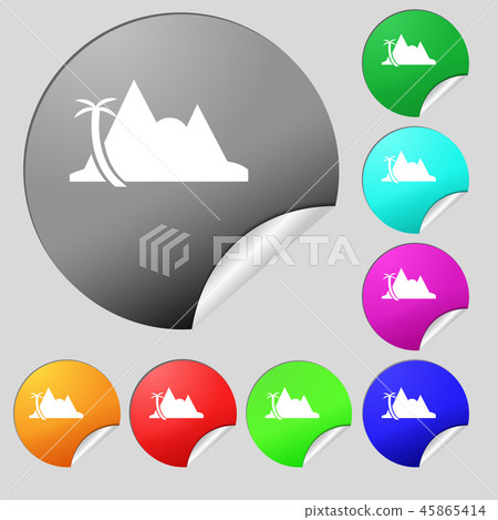 Mirage icon sign. Set of eight multi colored round Mirage icon sign. Set of eight multi colored round 45865414