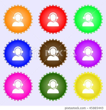 Customer support icon sign. Big set of colorful, d 45865443