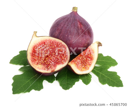 fig fruits with leaves isolated on white background 45865700