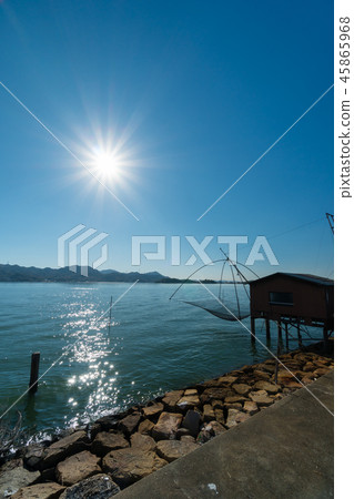Landscape of a four-hand net cabin in the Seto Inland Sea 45865968