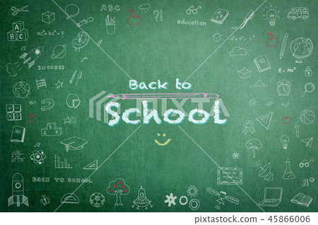 Back to school sale advertisement on chalkboard Back to school sale advertisement on chalkboard 45866006