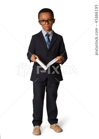 Elegant boy with glasses and book in business suit Elegant boy with glasses and book in business suit 45866195