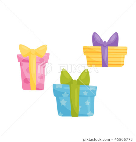 Colorful gift boxes, design element for Birthday party vector Illustration on a white background 45866773