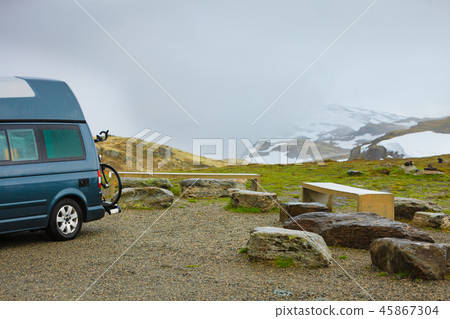 Camp site with picnic table in norwegian mountains Camp site with picnic table in norwegian mountains 45867304