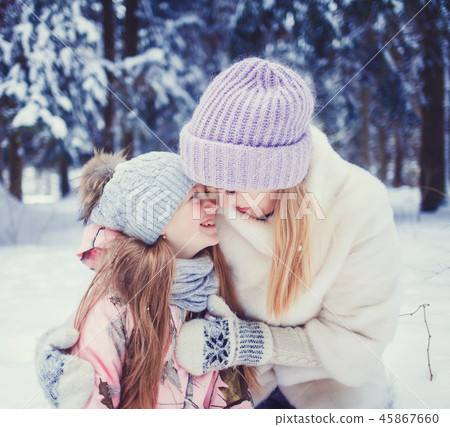 happy mom and little girl 45867660