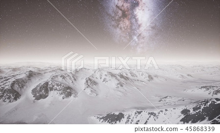 aerial view of Milky Way above snow  45868339