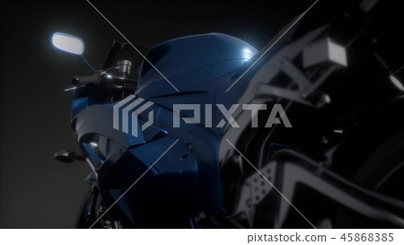moto sport bike in dark studio with bright lights 45868385