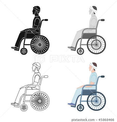 A man with a trauma in a wheelchair. Medicine single icon in cartoon style vector symbol stock 45868466
