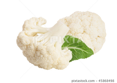 Piece of cauliflower isolated on white background macro. With clipping path Piece of cauliflower isolated on white background macro. With clipping path 45868498
