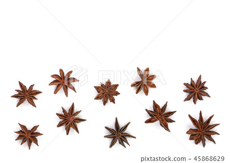Star anise isolated on white background with copy space for your text. Top view. Flat lay pattern Star anise isolated on white background with copy space for your text. Top view. Flat lay pattern 45868629