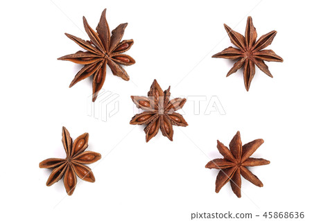 Star anise isolated on white background. Top view Star anise isolated on white background. Top view 45868636