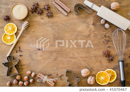 Spices for Christmas gingerbread or mulled wine. Spices for Christmas gingerbread or mulled wine. 45870467