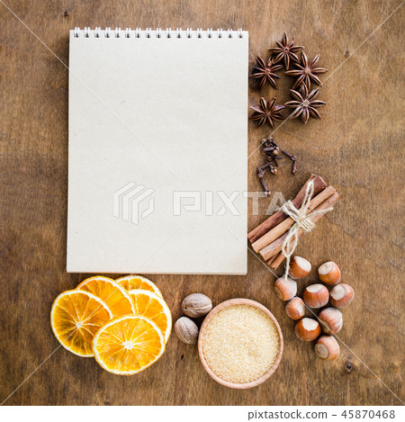 Notebook for writing recipe or menu. Notebook for writing recipe or menu. 45870468