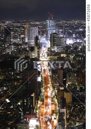 日本東京城市景觀查看澀谷高層建築（夜景） 45871056