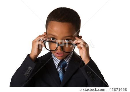 Elegant little boy with glasses in business suit 45871668