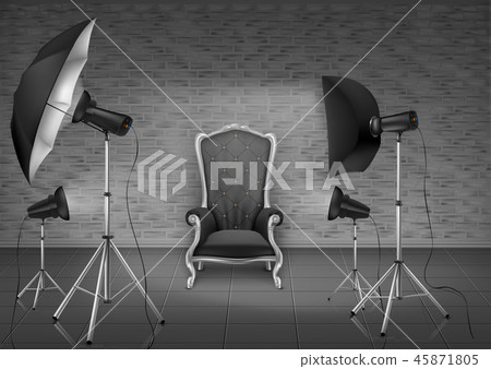 photo studio with armchair and softboxes photo studio with armchair and softboxes 45871805