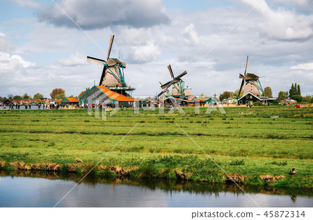 Panoramic view of Authentic Zaandam mills Panoramic view of Authentic Zaandam mills 45872314