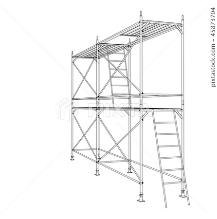 3D outline scaffold. Vector rendering of 3d 45873704