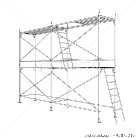 3D outline scaffold. Vector rendering of 3d 45873716