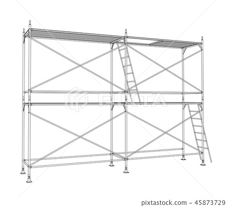 3D outline scaffold. Vector rendering of 3d 45873729