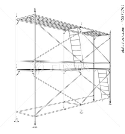 3D outline scaffold. Vector rendering of 3d 45873765